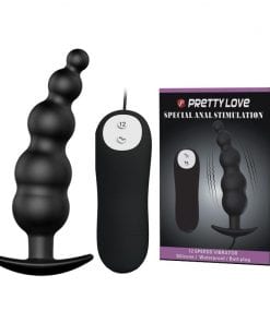 Vibrating Ribbed Anal Butt Butt Plug 4.7" x 1.2" Black