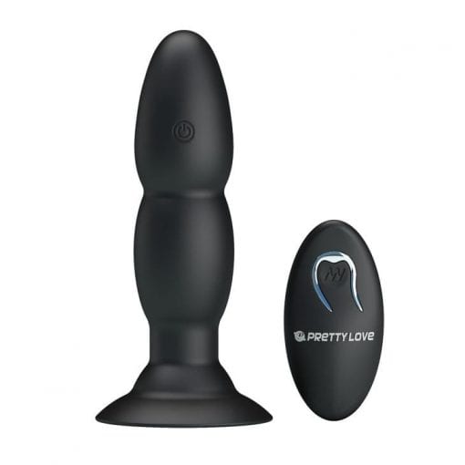Vibrating Anal Butt Plug - Beaded 5.6" x 1.2" Black