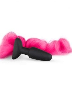 Silicone Butt Plug With Tail Pink