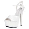 White Platform Sandal w Quick Release Strap 6in Heel