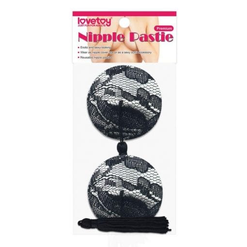 Reusable Black Lace Round Tassel Nipple Pasties - Image 2