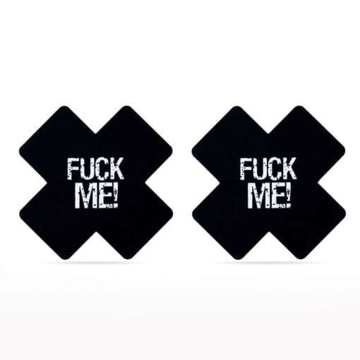 FUCK ME Cross Pattern Nipple Pasties Twin Pk - Image 3