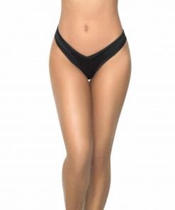 High Leg Thong Black