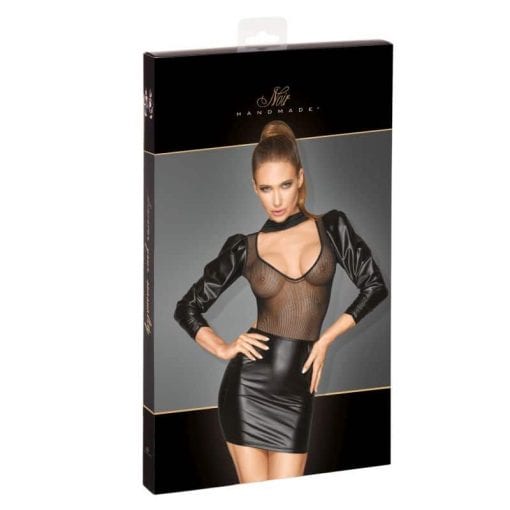 Power Wetlook Tulle Dress w Bouffant Sleeves - Image 3
