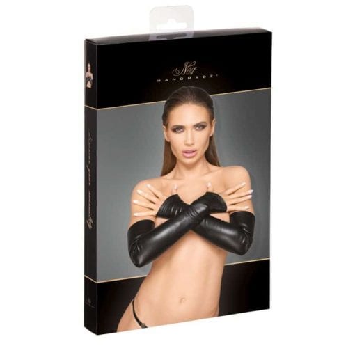 Elastic Eco Leather Fingerless Gloves - Image 3