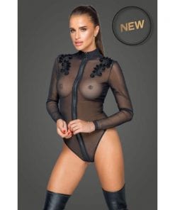 Zipped Tulle Bodysuit w Embroidery
