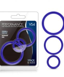 Performance Silicone Cock Ring 3 Pc Set Indigo