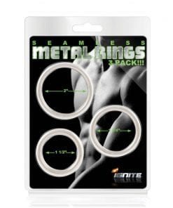 Seamless Metal Cock Ring 3 Pc Set