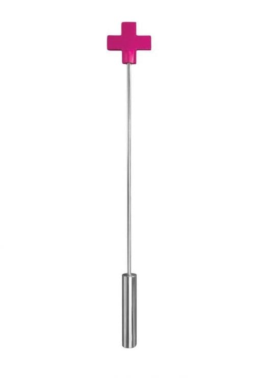 Leather Cross Tipped Crop - Pink