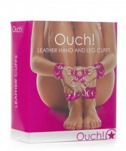 Leather Hand And Legcuffs - Pink