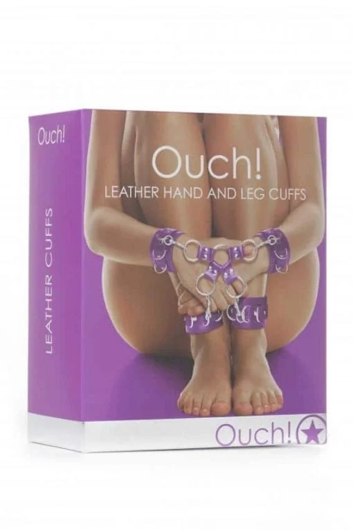Leather Hand And Legcuffs - Purple