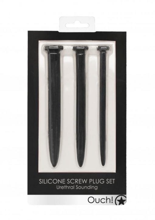 Silicone Rugged Nail Plug Set - Urethral Sounding - Black