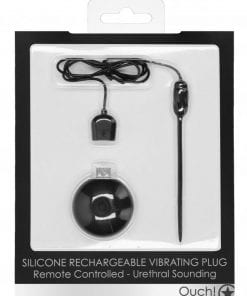 Silicone Rechargeable Vibrating Plug Remote Controlled - Urethral Sounding - Black