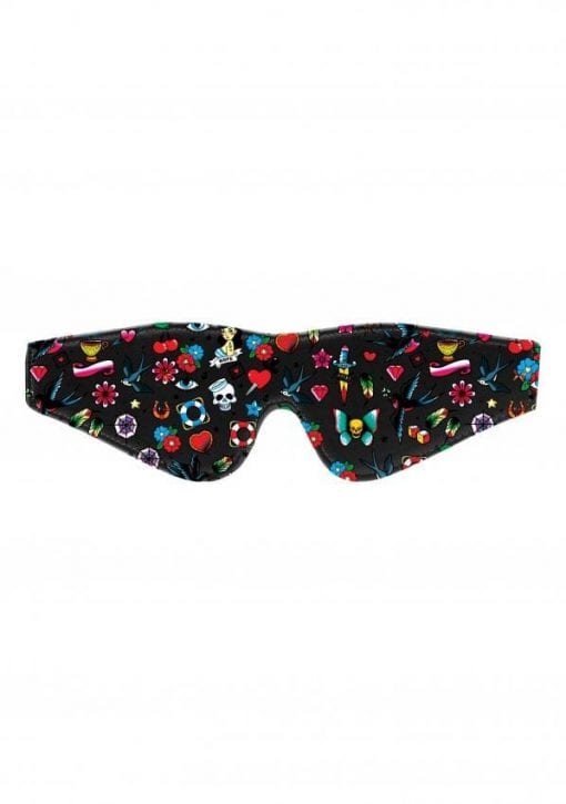 Printed Eye Mask - Old School Tattoo Style - Black