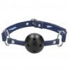 Breathable Ball Gag - With Roughend Denim Straps - Blue