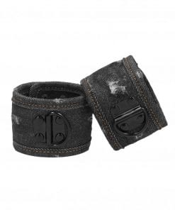 Denim Ankle Cuffs - Roughend Denim Style - Black