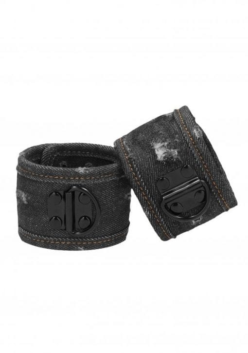 Denim Ankle Cuffs - Roughend Denim Style - Black