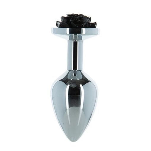 Black Rose 3in Metal Butt Plug - Image 3