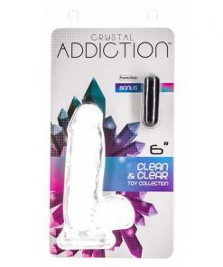 Crystal Dildo w Balls 6in Clear