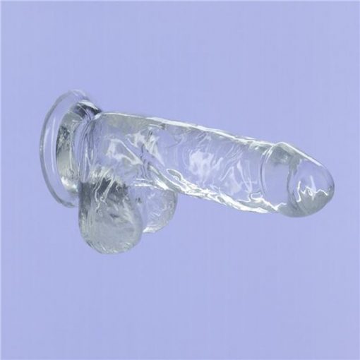 Crystal Dildo w Balls 6in Clear - Image 5