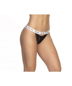 Lace Keyhole V Back Pantie Black