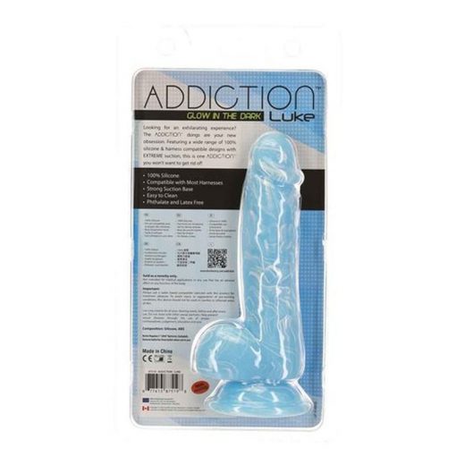 Luke 7.5in Glow in the Dark Dildo w Balls Blue - Image 3