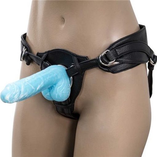 Luke 7.5in Glow in the Dark Dildo w Balls Blue - Image 6