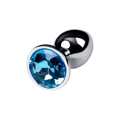 Silver Metal Anal Plug w Topaz Crystal Small - Image 2