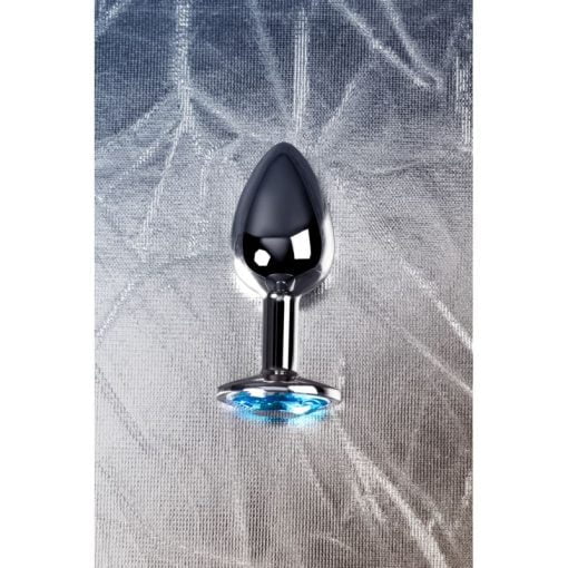 Silver Metal Anal Plug w Topaz Crystal Small - Image 5