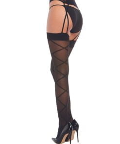 Sheer Criss-Cross Garter Hose