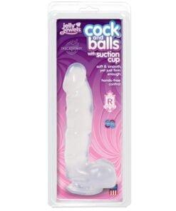 Cock And Balls With Suction Cup Diamond Clear