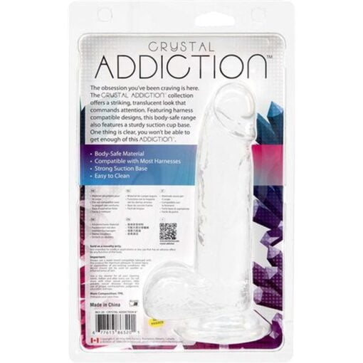 Crystal Dildo w Balls 8in Clear - Image 2