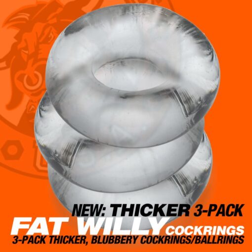 Fat Willy 3 Pc Jumbo Cockrings Clear