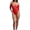 Crotchless Rhinestone Teddy - Red