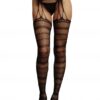 Suspender Striped Pantyhose - Black