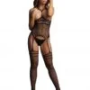 Strappy suspender bodystocking - Black - O/S