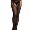 Suspender pantyhose with strappy waist - Black - O/S