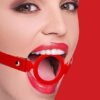 Silicone Ring Gag - With Leather Straps - Red