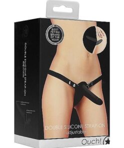 Double Silicone Strap-On - Adjustable - Black
