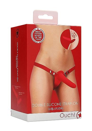 Double Silicone Strap-On - Adjustable - Red