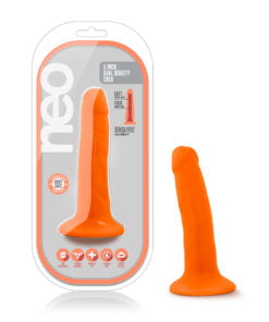 Neo Dual Density Cock 6in Neon Orange