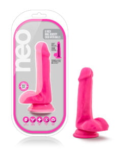 Neo Dual Density Cock With Balls 6in Neon Pink