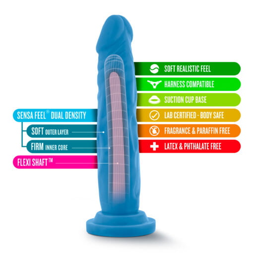 Neo Dual Density Cock 7.5in Neon Blue - Image 8