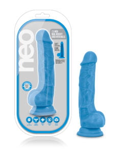 Neo Dual Density Cock With Balls 7in Neon Blue