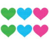 Neon Heart Pasties 3 Pk Green/Blue/Pink