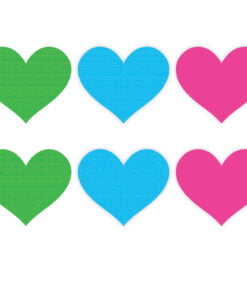 Neon Heart Pasties 3 Pk Green/Blue/Pink