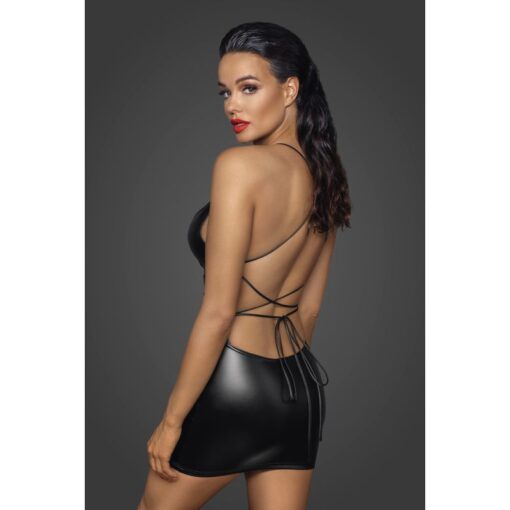 Power Wetlook Mini Dress w Lace Up Back - Image 3
