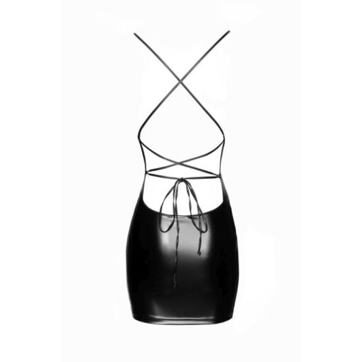 Power Wetlook Mini Dress w Lace Up Back - Image 5