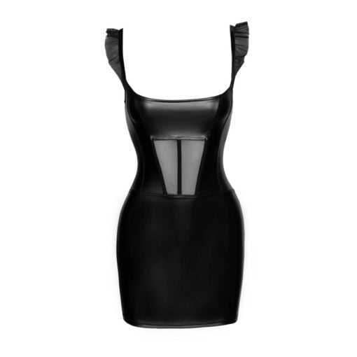 Power Wetlook Short Dress w Front Tulle Inserts - Image 5