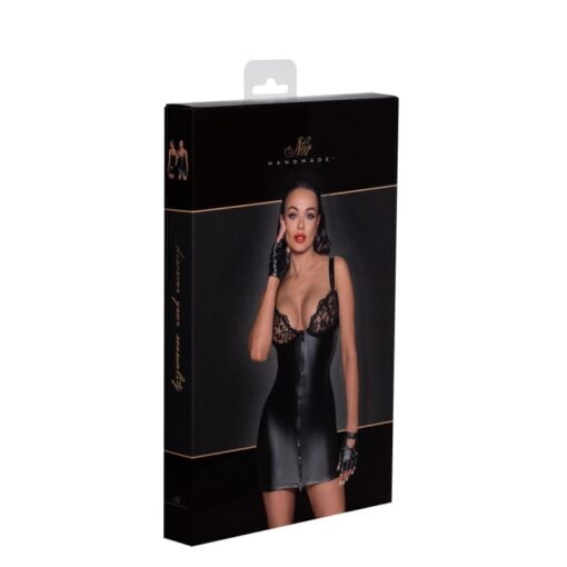 Power Wetlook Mini Dress w Lace Chest &  Two Way Zipper - Image 6